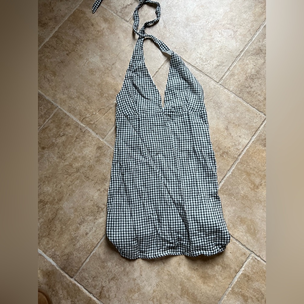 Black and white checkered dress halter